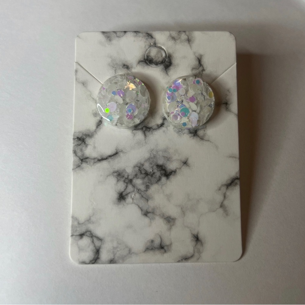 Round Snowflake White Studs